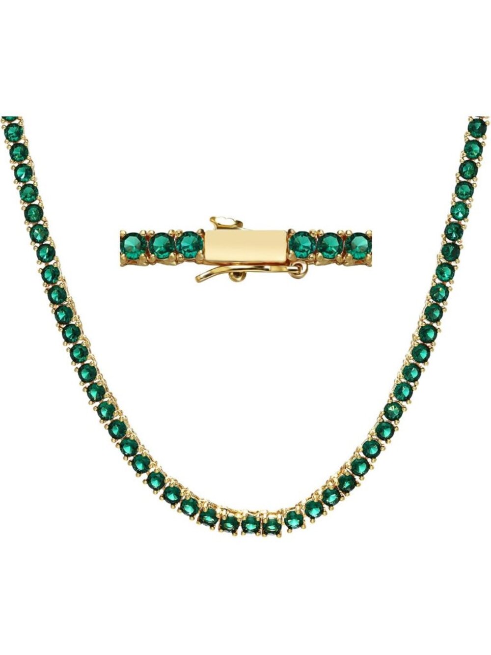 Colorful 3mm Tennis Choker Necklace for Women - Gold Plated CZ Diamond Chain